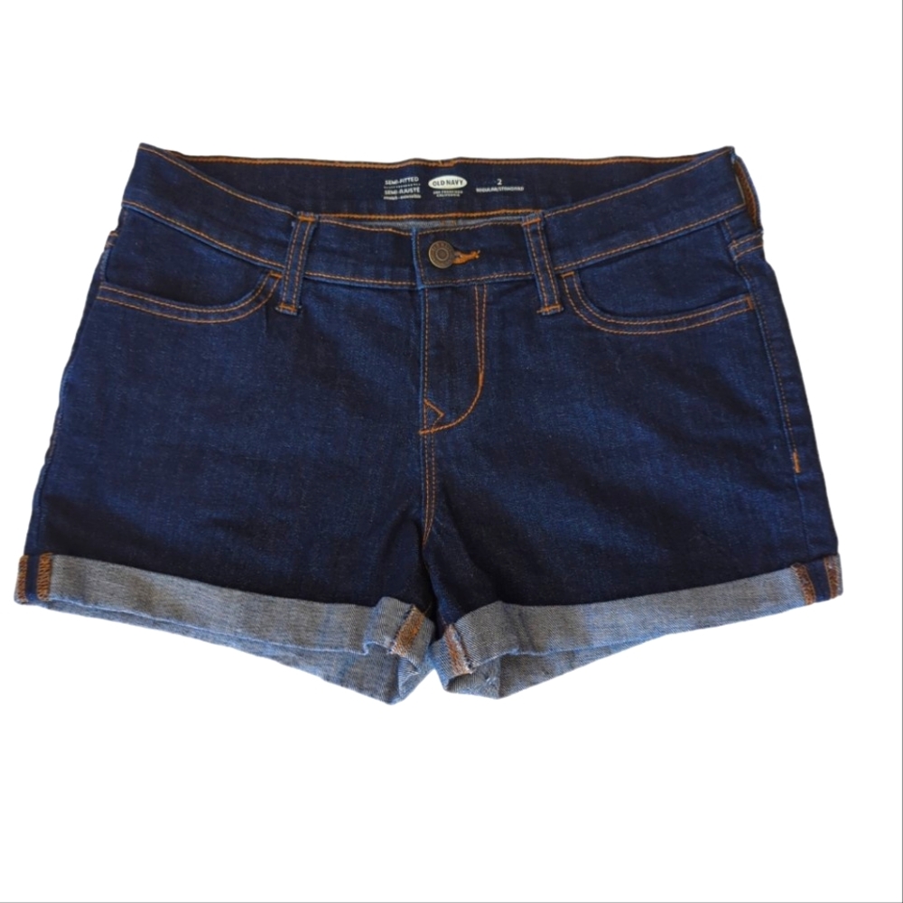 Old Navy Semi-Fitted Stretch Extensible Cuff Jean Shorts 2R Blue